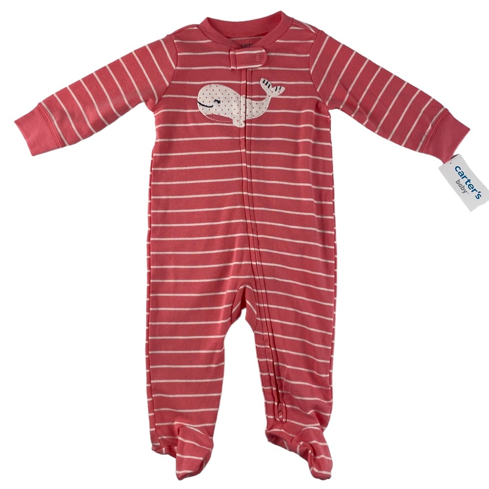 NWT Carter's 1 PC Footed Whale Pajamas with Zipper Size 6M